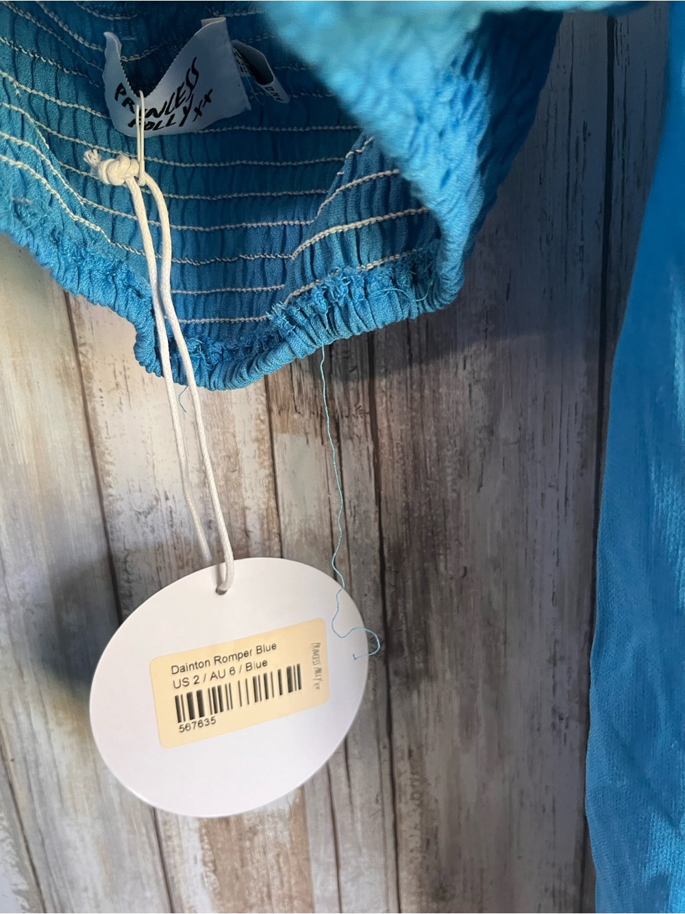 Princess Polly Dainton Romper Size 2 Blue Cutout Puff Sleeve NWT - Picture 7 of 8